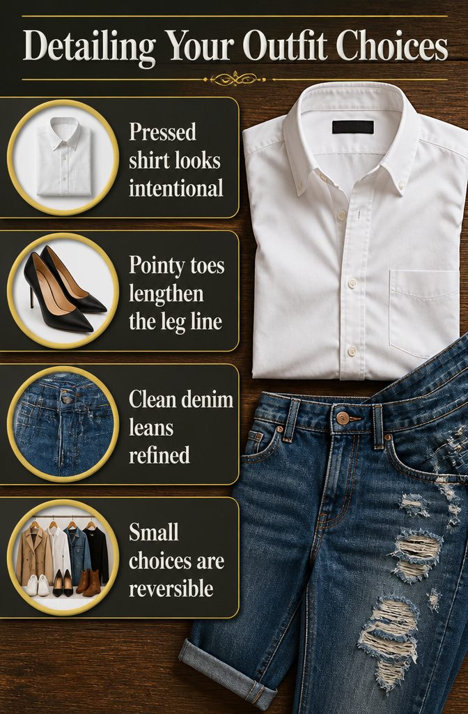 Close-up of a white shirt and shoes displayed in a stylish setting.