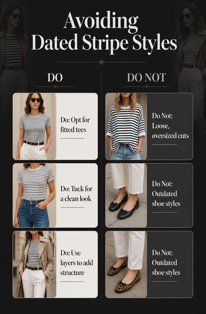 A modern striped tee styled with fitted jeans.